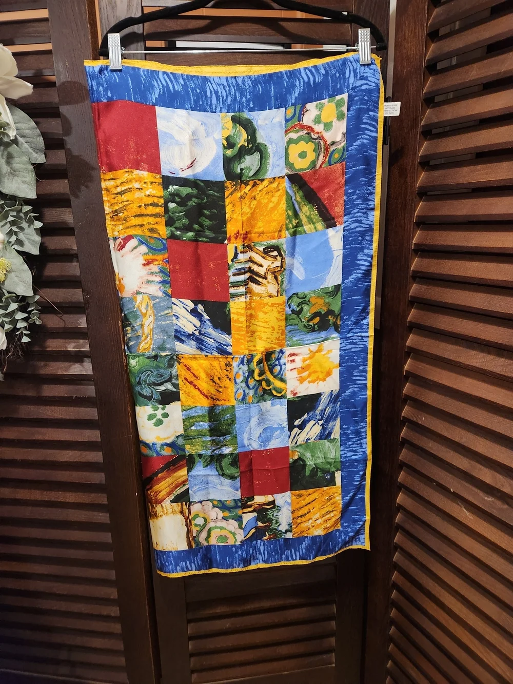 Colorblock Silk Scarf in Blue, Yellow & Red